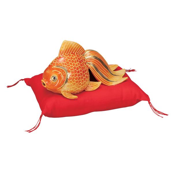 九谷焼 日本の伝統工芸品【九谷焼】 5号金魚 紅盛 布団付 (K9-1724 
