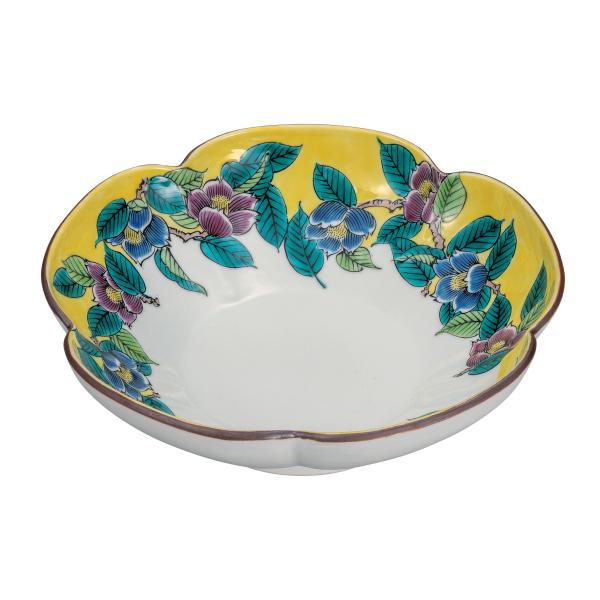 九谷焼 日本の伝統工芸品【九谷焼】 7号鉢 吉田屋椿 (K9-301) : 九谷焼