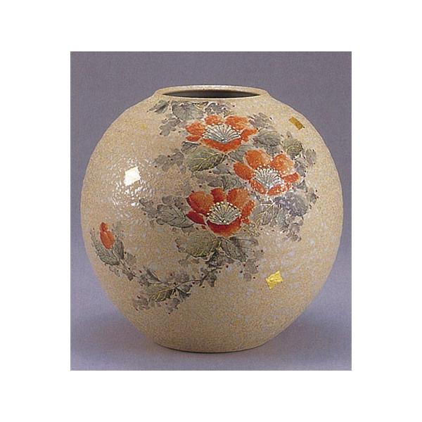 九谷焼　8号花瓶　山茶花 日本の伝統工芸品【九谷焼】 8号花瓶 【限定品】赤山茶花 ys642