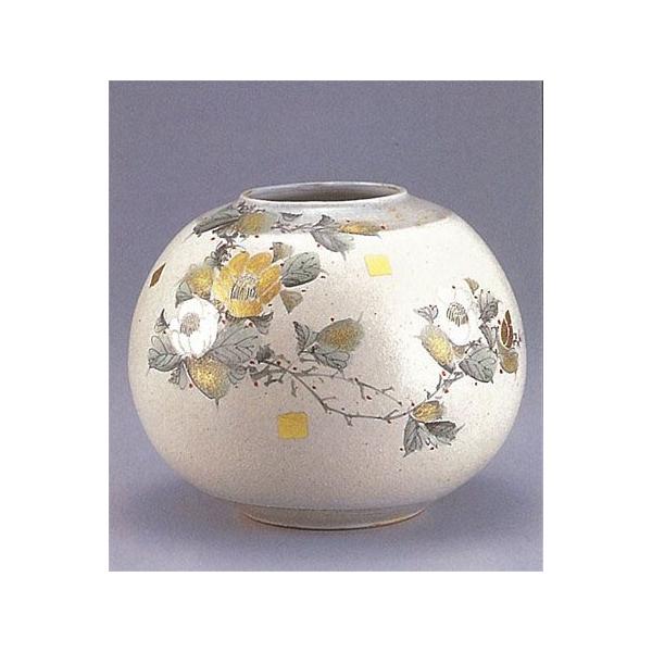 日本の伝統工芸品【九谷焼】 8号花瓶 【限定品】童仙傍金山茶花 ys643