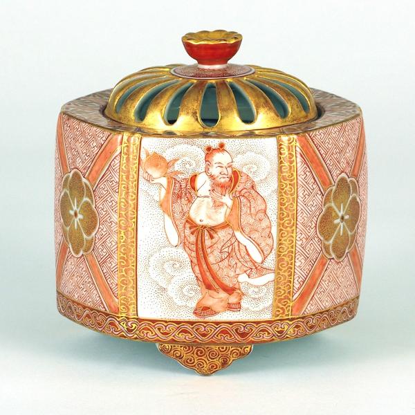 九谷焼山岸大成作赤絵香炉