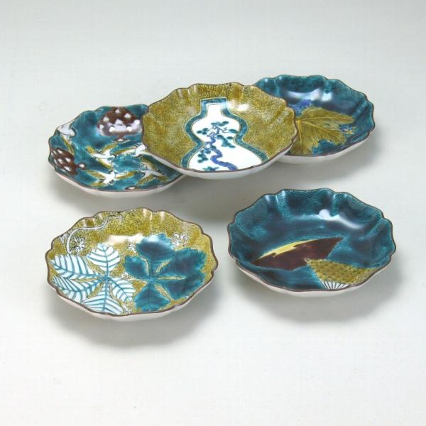 九谷焼 日本の伝統工芸品【九谷焼】4号皿揃 古九谷写し絵変わり