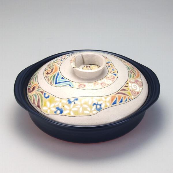 九谷焼 日本の伝統工芸品【九谷焼】9号土鍋 渦唐草 N152-07 : 九谷焼