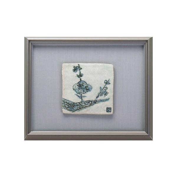 九谷焼 日本の伝統工芸品【九谷焼】陶額 彫入梅 N182-09