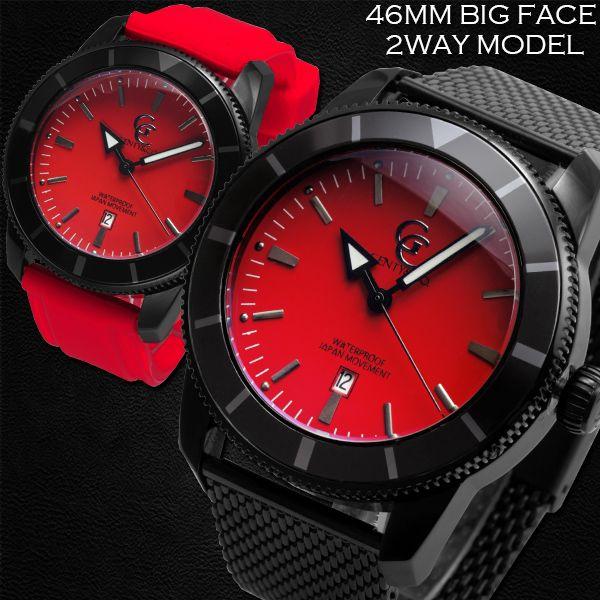 腕時計 メンズ 防水 1年保証 GENTY&CO. 46mm ビッグフェイス
