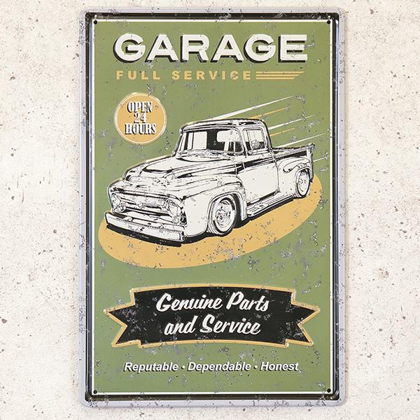 看板　壁面装飾　インテリア雑貨　ブリキ看板　アメリカン　レトロ雑貨 　アンティーク　メタルエンボスプレート　GARAGE
