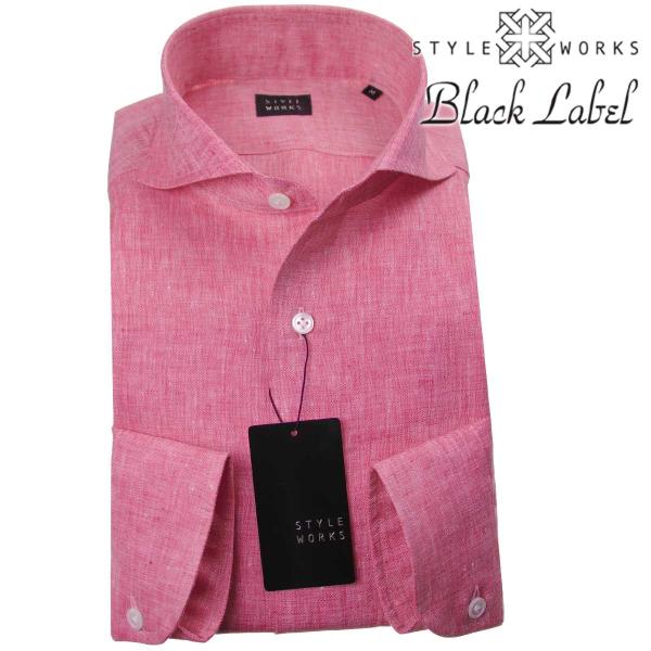 シャツ メンズドレスシャツ 長袖 カッタウェイワイド スリム 無地 マゼンタピンクシャンブレー 麻 リネン１００ ワイシャツ 専門店 Style Works 通販 Paypayモール