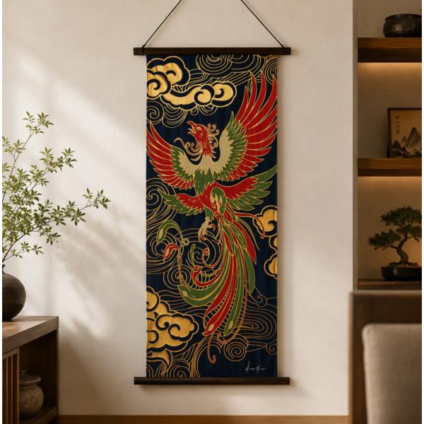 手ぬぐい 鳳凰 箔押し　不死鳥 縁起物 35×93cm　03-793　プレゼント