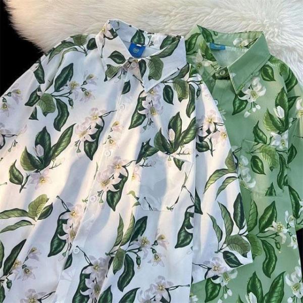 アロハシャツ 花柄 総柄 レディース メンズ シャツ ブラウス 半袖 前開き トップス ゆったり アロハ ハワイ シャツ ビーチ 夏 おしゃれ