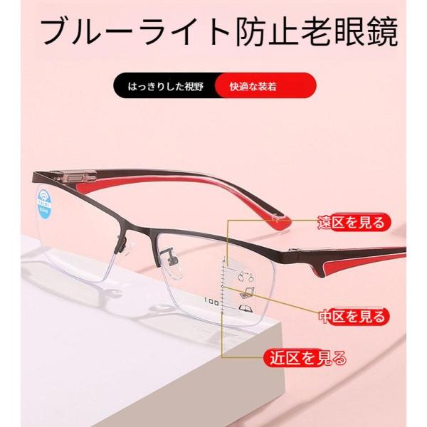老眼鏡 おしゃれ メンズ レディース 自動にスマートズーム 累進多焦点 遠近両用 ズーム眼鏡 100-350 PCメガネ ブルーライトカット 40代 50代 60代 老眼メガネ