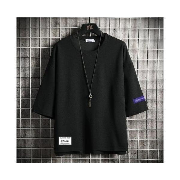 Tシャツ 七分袖 メンズ 夏服 ７分袖 トップス メンズファッション クルーネック 夏 サマー シンプル