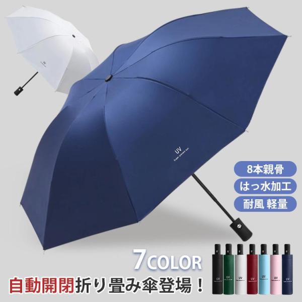 日傘 折りたたみ傘 晴雨兼用 折り畳み傘 軽量 完全遮光 耐風 自動開閉 ワンタッチ 傘 はっ水 遮光遮熱 96ｃｍ 熱中症対策 大きいサイズ 撥水性 防汚性 8本骨