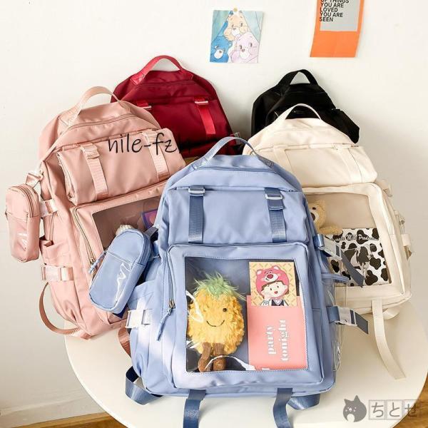 大容量 痛バッグ 3way 5色 リュック ショルダー ハンド 韓国 缶バッチ 通勤/通学 痛バッグ スクエア 痛リュック 推し活 デコ ぬいぐるみバッグ