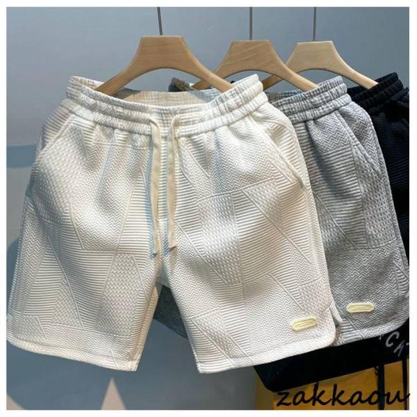 ハーフパンツ メンズ ショートパンツ 短パン ワッフル生地 ウエストゴム ウエスト紐 ボトムス 通学 ビーチ 運動