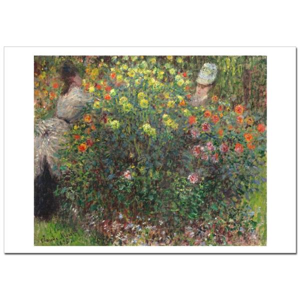 モネ ダリア群生の中の若い女達 ジ−クレーポスターA2（420ミリ×594