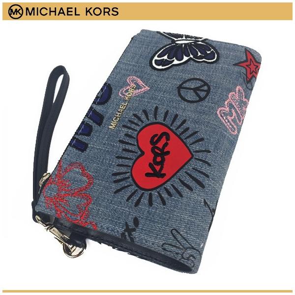adele embroidered denim smartphone wallet