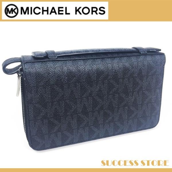 【極美品】MICHAEL KORS メンズ 長財布 オーガナイザー 旅行 MICHAEL KORS マイケルコース メンズ ダブルジップ トラベル