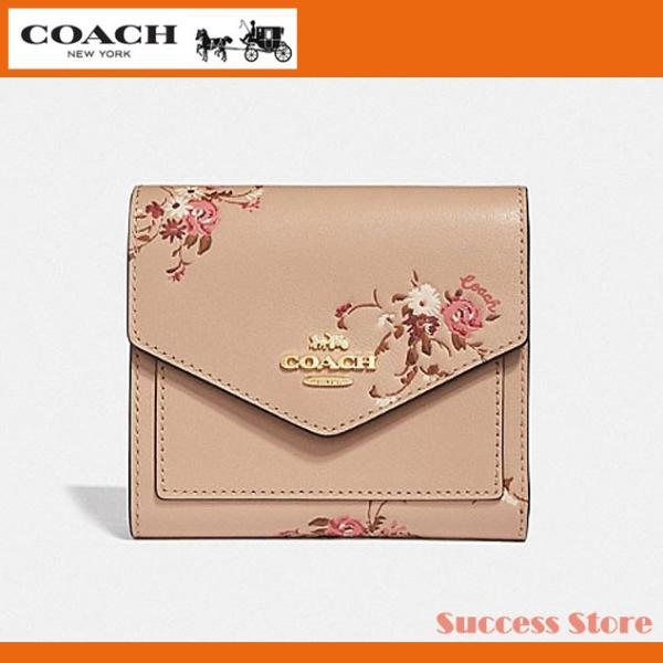 コーチ レディース 財布 三つ折り財布 Coach スモール ウォレット ウィズ フローラル プリント ピンクベージュ 花柄 直営ブティック 新作 Successストア 通販 Yahoo ショッピング