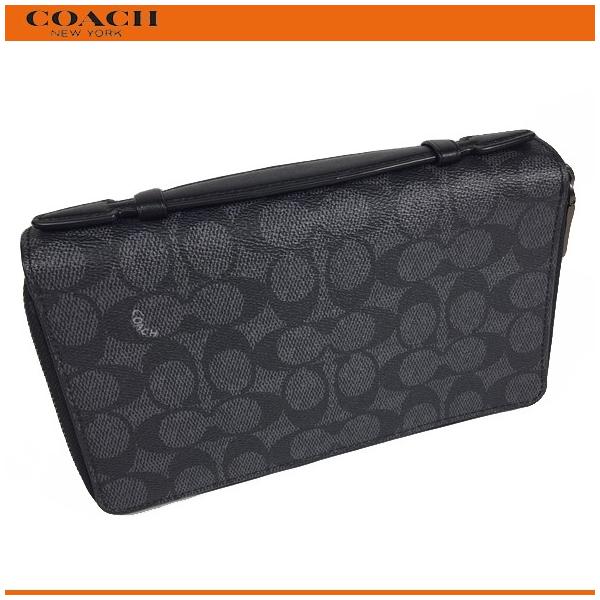コーチ メンズ 財布 財布 長財布 新作 Coach ダブル ジップ トラベル オーガナイザー 新品 シグネチャー キャンバス 66857 チャコール ブティック品 セール 新作 新品 66857 Chr Sale Successストア