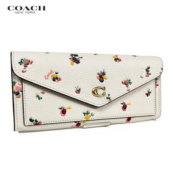 COACH コーチ 花柄 財布 長財布 ウイン ソフト ウォレット ペイント ダブ フローラル プリント C5999 チョーク 新作 新品 セール