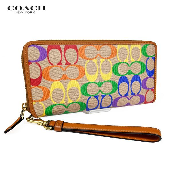 コーチ ブランケット シグネチャー シングルベッドサイズ レインボー COACH（コーチ） 財布 長財布 コンチネンタル ウォレット レインボー