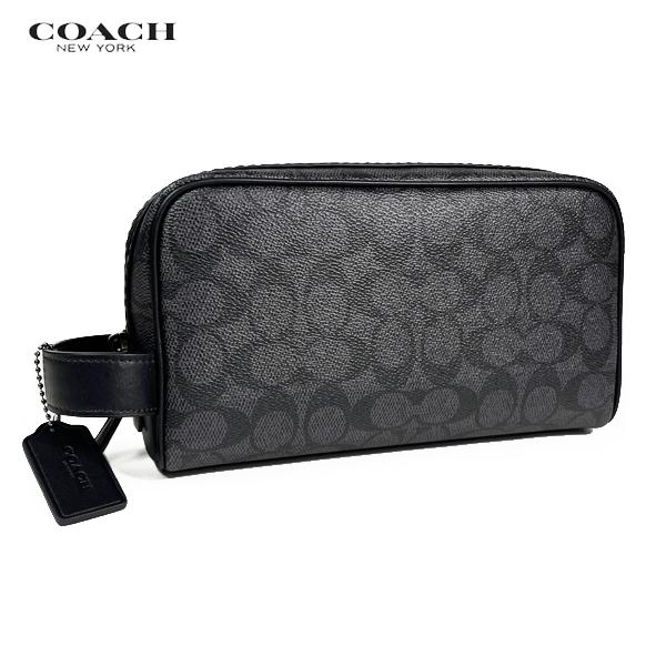 【COACH】新品タグ付き　ポーチ　シグネチャー　ブラック コーチ コーチ ミニシグネチャー ポーチ - 質屋通り商店街[78-ST]