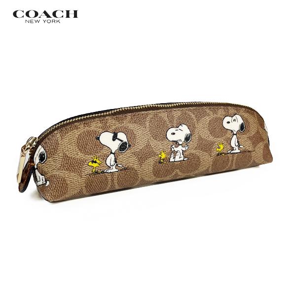 COACH スヌーピー 筆箱 Coach X Peanuts Pencil Case In Signature Canvas With Snoopy