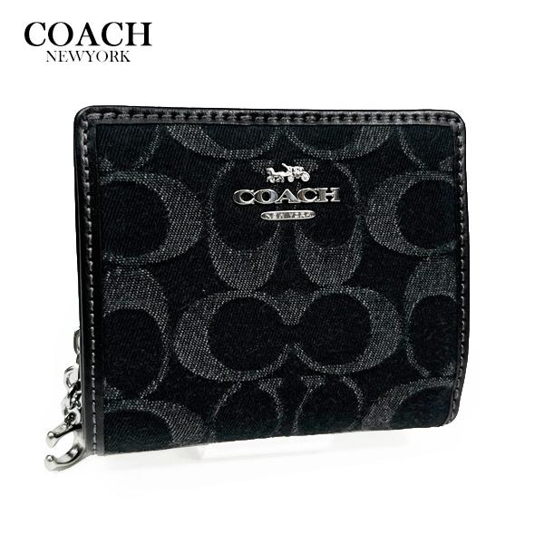 【新品】コーチCOACHアウトレット二つ折り財布シグネチャーウォレット黒 COACH（コーチ） レディース 財布 二つ折り財布 スナップ ウォレット
