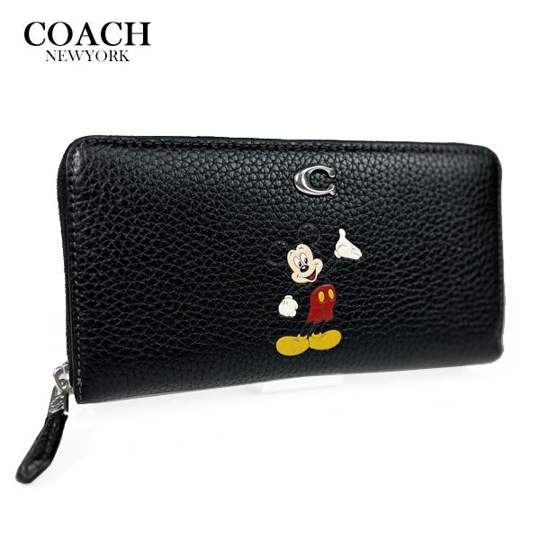 【新品】コーチ CQ783 LHBLC (ブラック×マルチカラー) 財布 長財布 COACH X DISNEY レザー ミッキーマウス アコーディオン ジップ ウォレット アウトレット レディース COACH（コーチ） DISNEY X COACH ディズニー X コラボ 財布 長財布