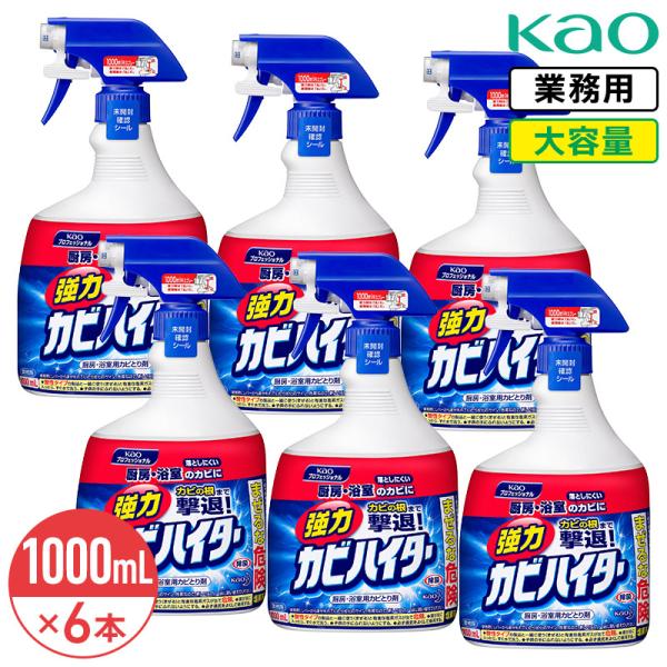 同梱不可 花王 強力カビハイター スプレー付き本体 1000ml × 6本 1ケース 業務用 大容量 除菌 カビ 塩素系 スプレー