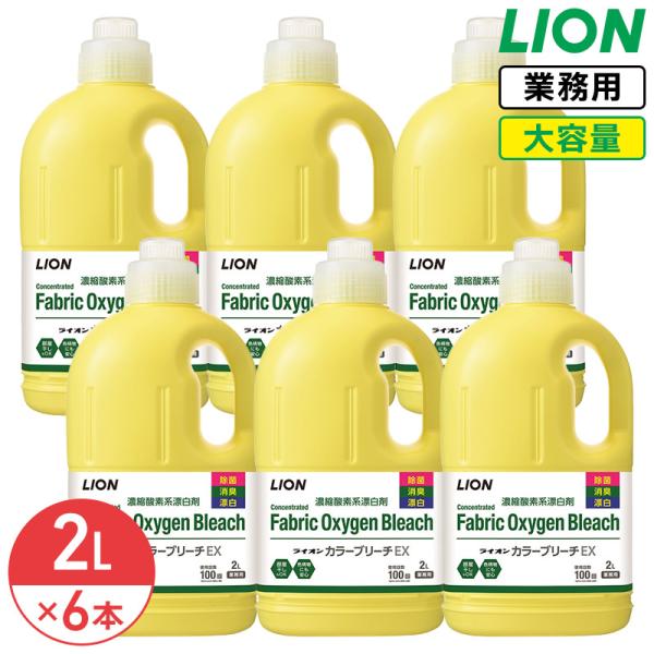 ライオン カラーブリーチEX 2L × 6個 (1ケース) 濃縮酵素系漂白剤 大容量 業務用 除菌 抗菌 消臭 漂白 濃縮タイプ 液体漂白剤