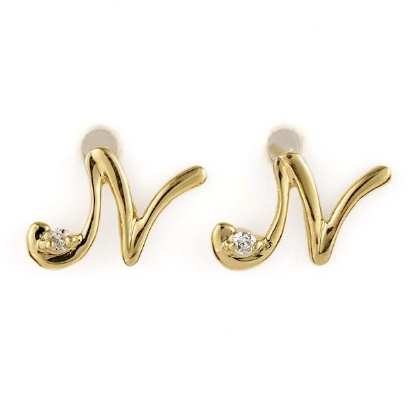 ピアス メンズ K18 ダイヤモンド N イニシャル ピアス 18金 筆記体 オーダー V137 mp Suehiro 通販 Yahoo ショッピング