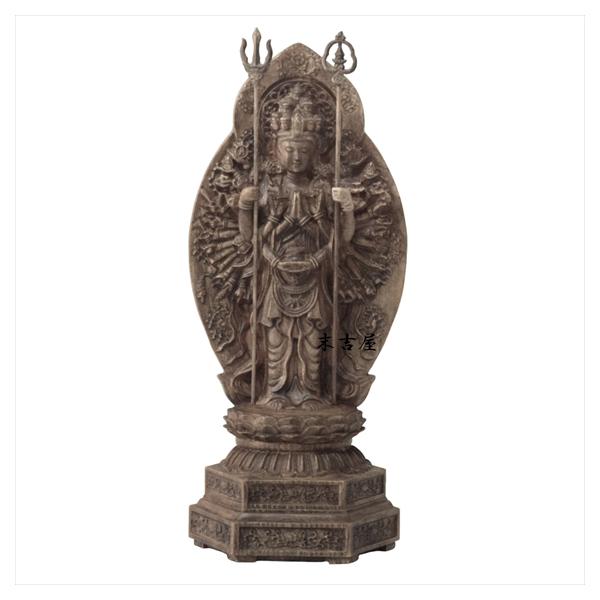 大迫力　高80cm　井波彫刻　仏教工芸品　木彫仏像　千手観音菩薩立像 木彫り 仏像 千手観音菩薩 仏教美術 千手観音像 立像 置物 フィギュア