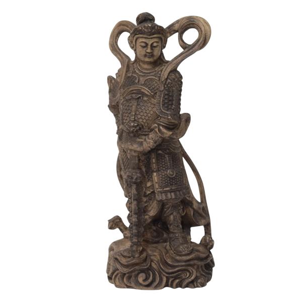 木彫り 神像 韋駄天 仏像 立像 仏教美術 置物 木彫 フィギュア 483a