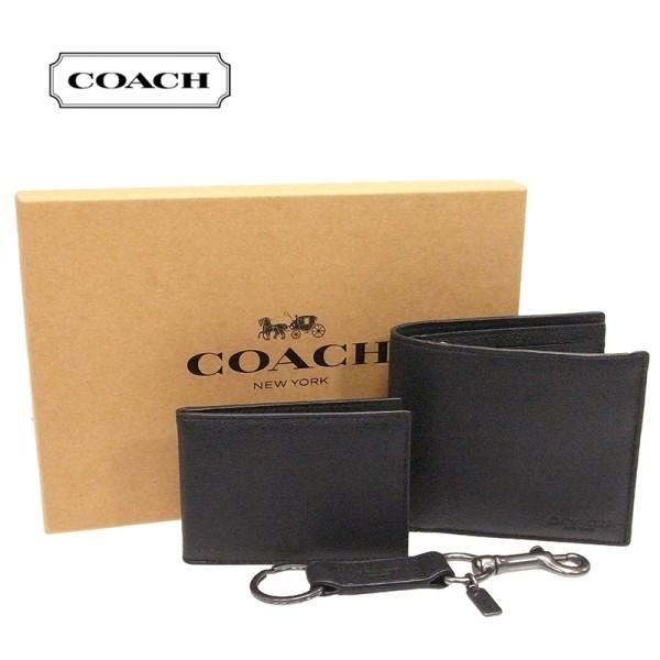 上品な COACH コーチ 折り財布 ブラック メンズ レディース 黒 財布