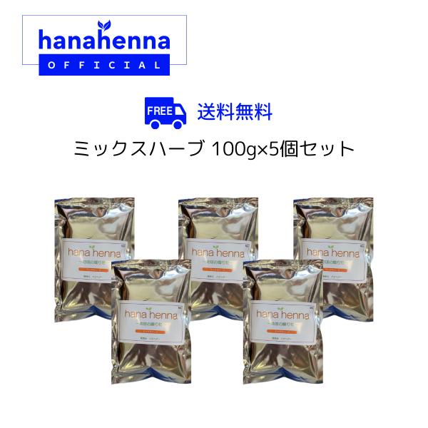天然１００%ヘナ１００g×５＋ミックスハーブ100g×5パック 公式】hanahenna ハナヘナ ミックスハーブ 100g×5個セット : 素髪SHOP
