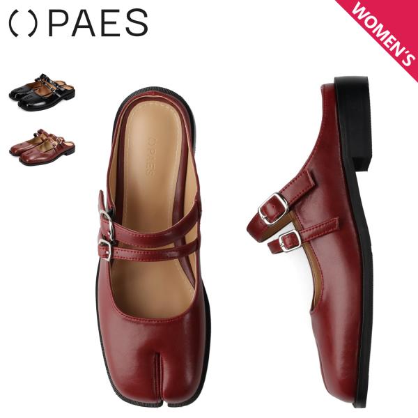ペイズ PAES サンダル ミュール 足袋 レディース 軽量 20255 DOUBLE BUCKLE MULE ブラック ワイン レッド 黒