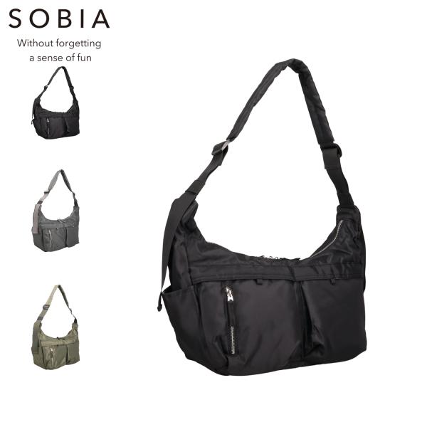 ソビア SOBIA バッグ ショルダーバッグ レディース 斜めがけ 軽量 DOUBLE POCKET MOON SHOULDER ブラック グレー カーキ 黒
