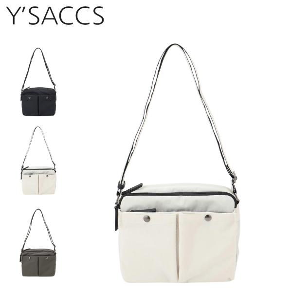 イザック Y’SACCS バッグ ショルダーバッグ クリンクルナイロン ダブルポケット レディース B5 軽量 斜めがけ 20-008-11 Y'SACCS（イザック） Y'SACCS ショルダーバッグ クリンクルナイロン
