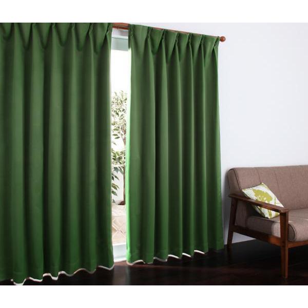ドレープカーテン (幅150cm×高さ215cm)の2枚セット 色-モスグリーン