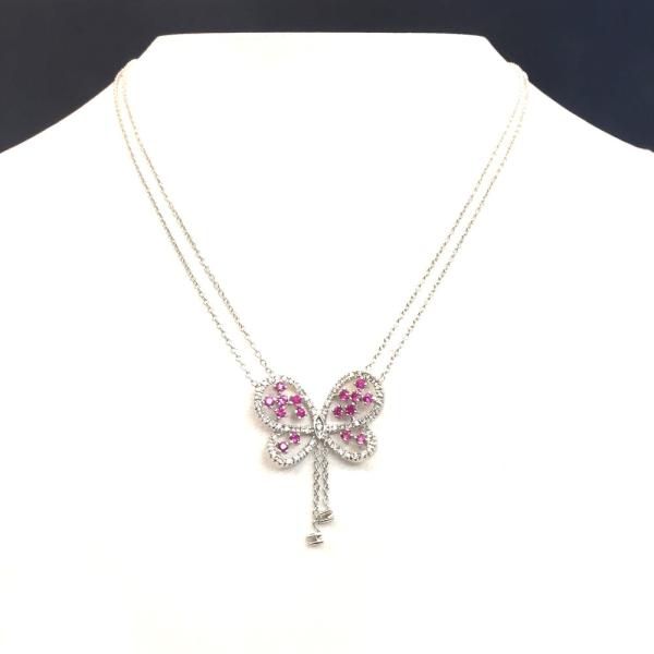 K18WG サファイヤ ダイヤ ネックレス S 0.51ct D 0.33ct 8.8g : すぎ