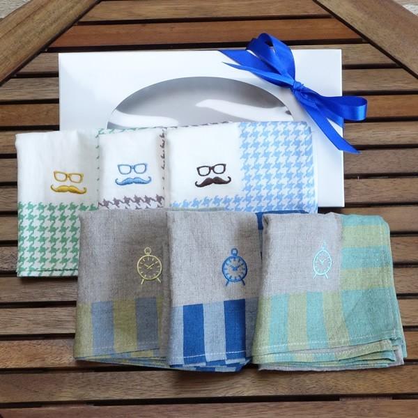 名入れ ハンカチ 父の日 ギフト リネン 2枚セット ラッピング 名入れ対応 イニシャル 刺繍 日本製 麻 ヒゲメガネ おしゃれ H ストールとハンカチのlal Filo 通販 Yahoo ショッピング