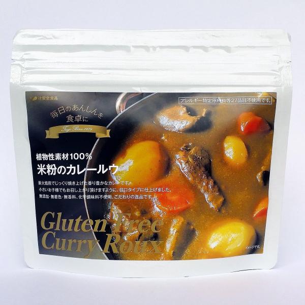 特定原材料等28品目不使用。植物性素材100%米粉のカレールウ フレーク直火焙煎でじっくり焼き上げた香り豊かなカレー。小さいお子様でも食べられる甘口タイプです。こだわりの逸品です。・発売元：辻安全食品・原材料：米粉、食用油脂(パーム油、菜種...