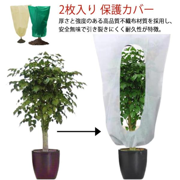 植物 保護カバー 防寒カバー 植物カバー 虫害 凍結防止 巾着式 防雪 保温 不織布 植物保護袋 2枚入り 防風 ジッパー付き 防霜 植物保護カバー