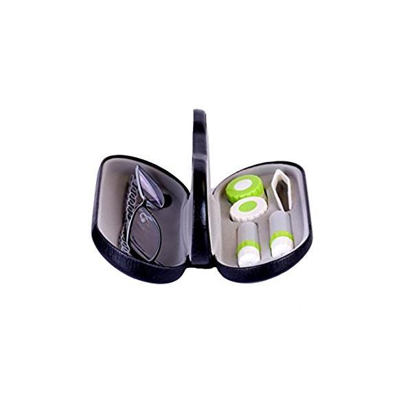 サイズ：16x7x5cm、コンパクトで持ち運び便利。ユニックなデザインで、メガネとコンタクト両方使えのメガネハードケース。コンタクトレンズ用の洗浄液瓶、ピンセット、鏡が付きて、大変便利です。1セットで多用途、コンタクトケース別に購入必要があ...