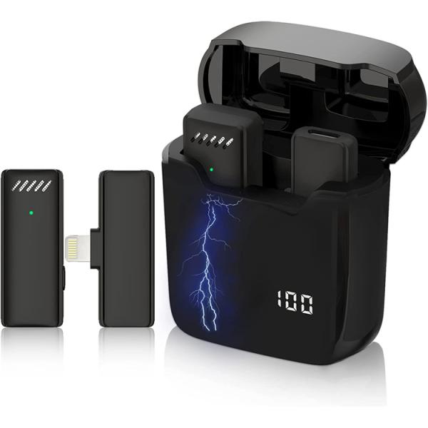 【複数のソースを録音マイク】ワイヤレス マイク システムには、無指向性オーディオをサポートする 2 つの送信機が含まれています。 これにより、複数人のインタビューや小規模なスタジオでの運用に最適なマイク パックになります。【20M伝送距離 ...