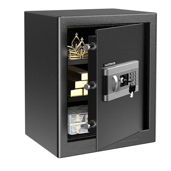 1品限り❤️金庫 テンキー式 家庭用 電子金庫 緊急キー・警報アラーム付き 28L 1品限り❤️金庫 テンキー式 家庭用 電子金庫 緊急キー・警報アラーム