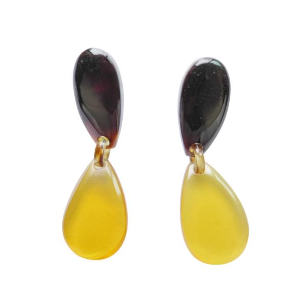 ピアス しずく型 白甲 黒甲 PE-01 アメ色 本べっ甲 長崎べっ甲 最上級