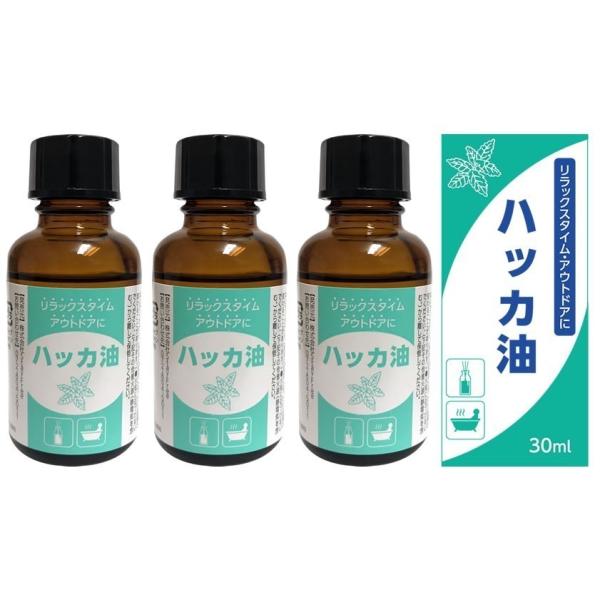 ハッカ油 3個セット 30ml 天然 ハッカ ハッカオイル 原液 アロマ アウトドア お風呂 マスク 30ml　