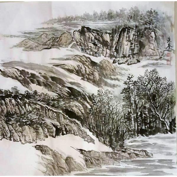 水墨画掛け軸仕様山水画傅栄基作no24 本格水墨画中国伝統技法の水墨画床の間に一幅インテリア小物 Buyee 日本代购平台 产品购物网站大全 Buyee一站式代购